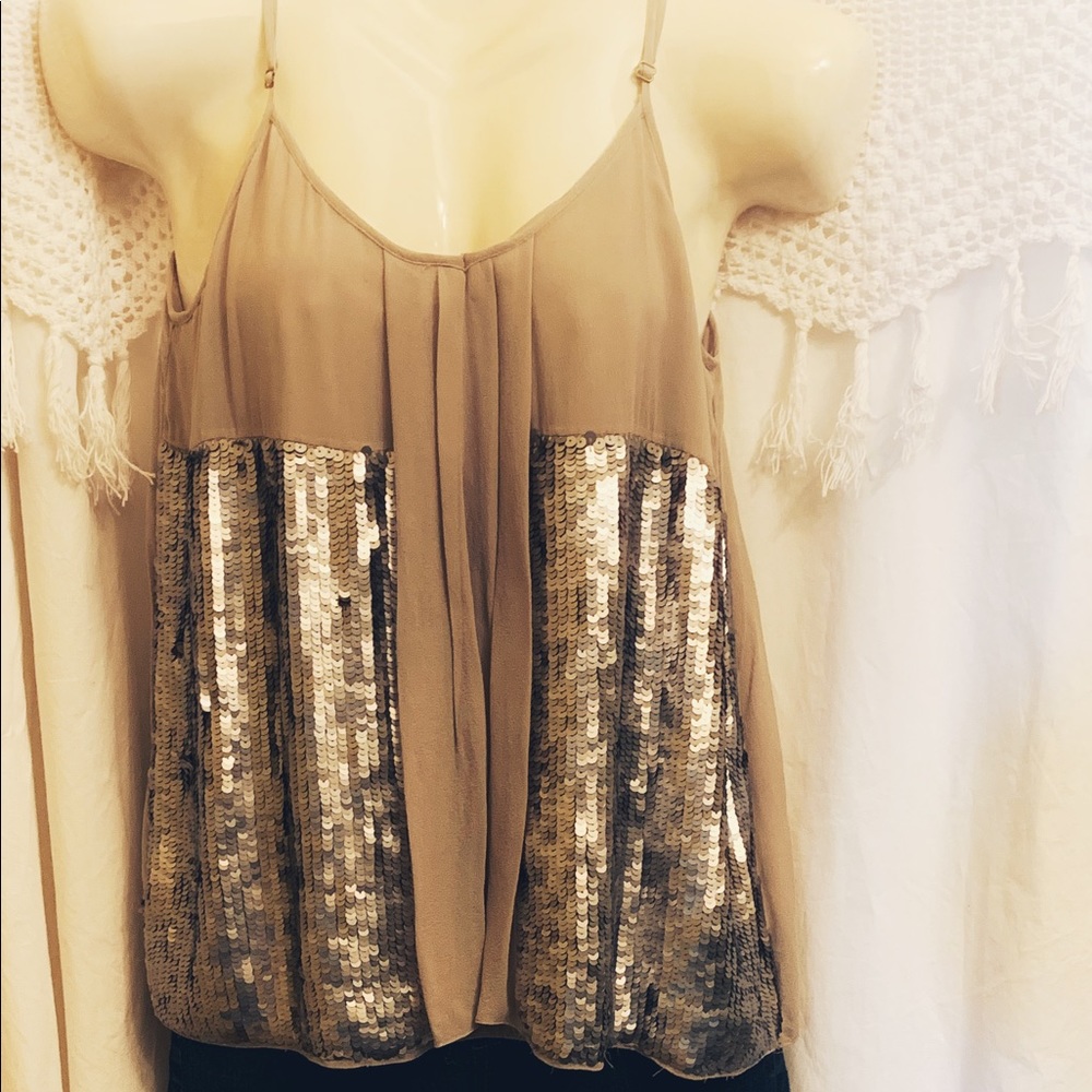 Beautiful Joie silk Cami with silver sequins